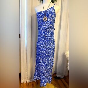 NWT Blue Floral one strap Sleeveless Dress